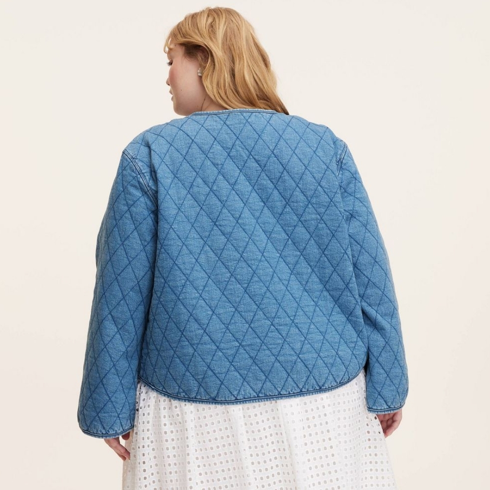 NWT Kate Spade Blue Quilted Denim Jacket Size 4X - Picture 3 of 6